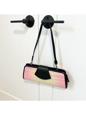 Le Sac Vintage Pink & Black Rattan Shoulder Bag